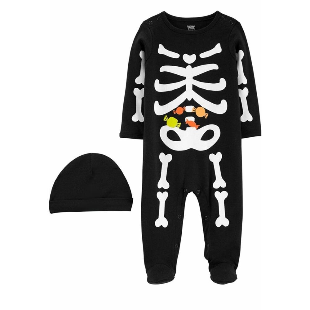 Carter's Baby Skeleton Halloween Jumpsuit and Hat Set